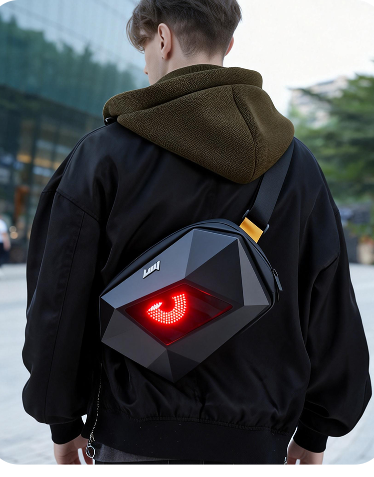 Cycling Commuter Backpack Waterproof - LED Smart Display Chest Bag Waterproof