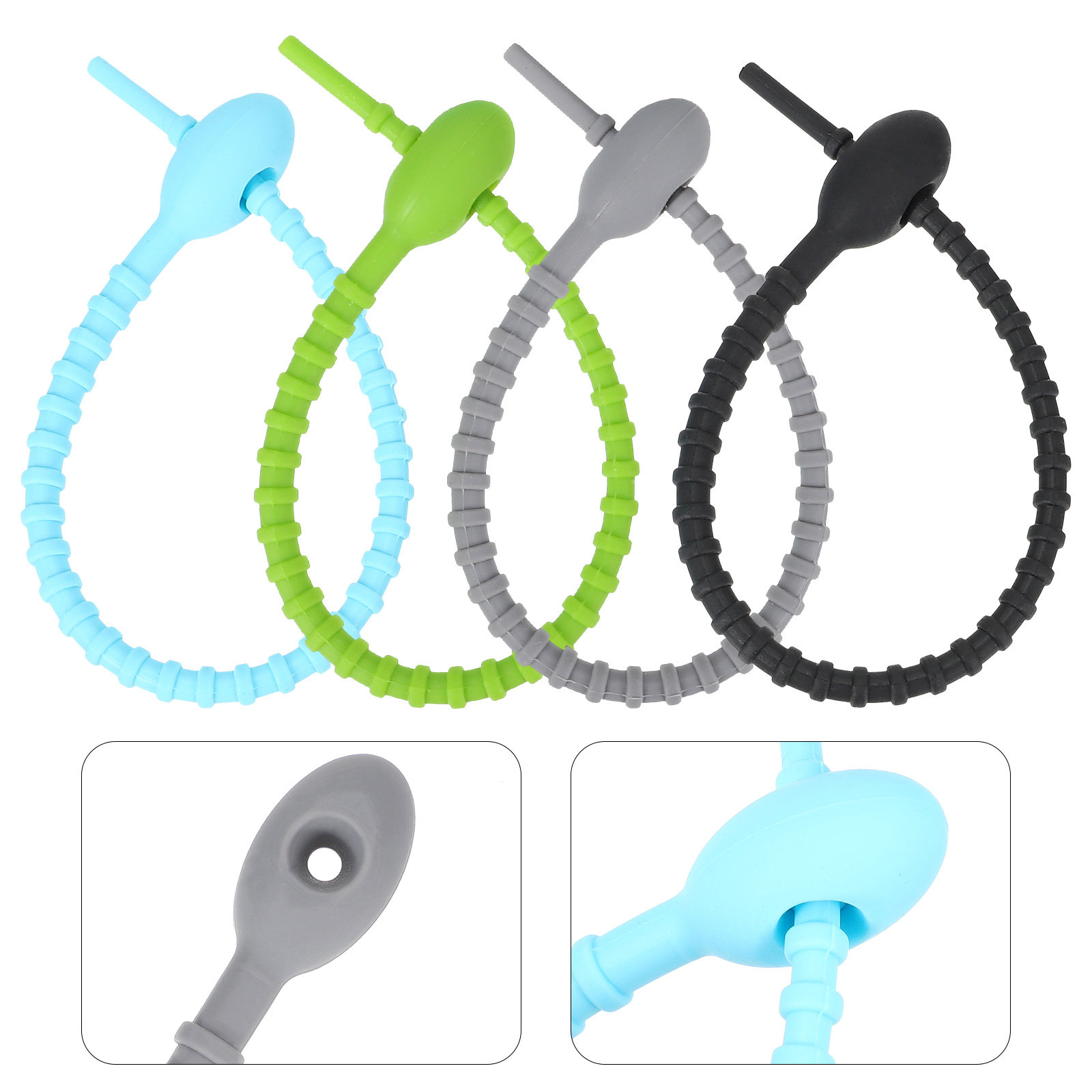 Cable Lock Flexible - 8Pcs Food Grade Silicone Food Ties