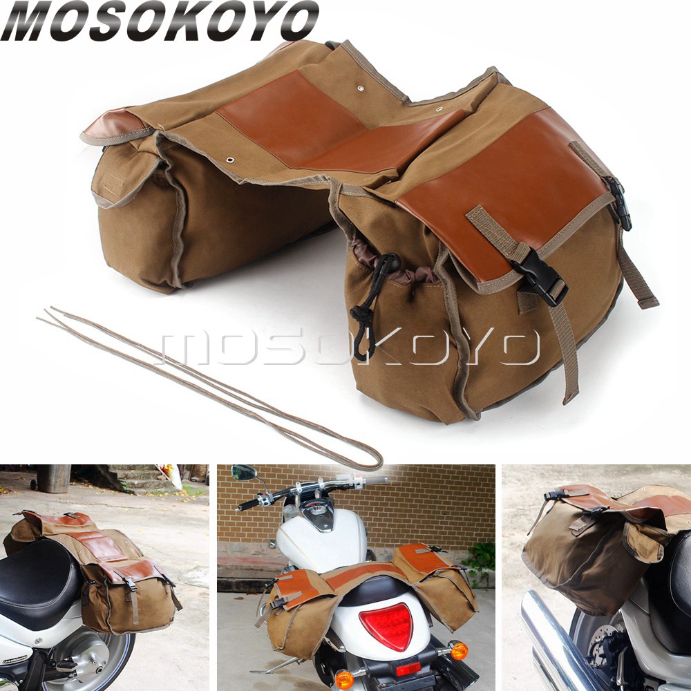 Cycling Commuter Bag - Motorcycle Saddlebag Luggage Bag Canvas Panniers