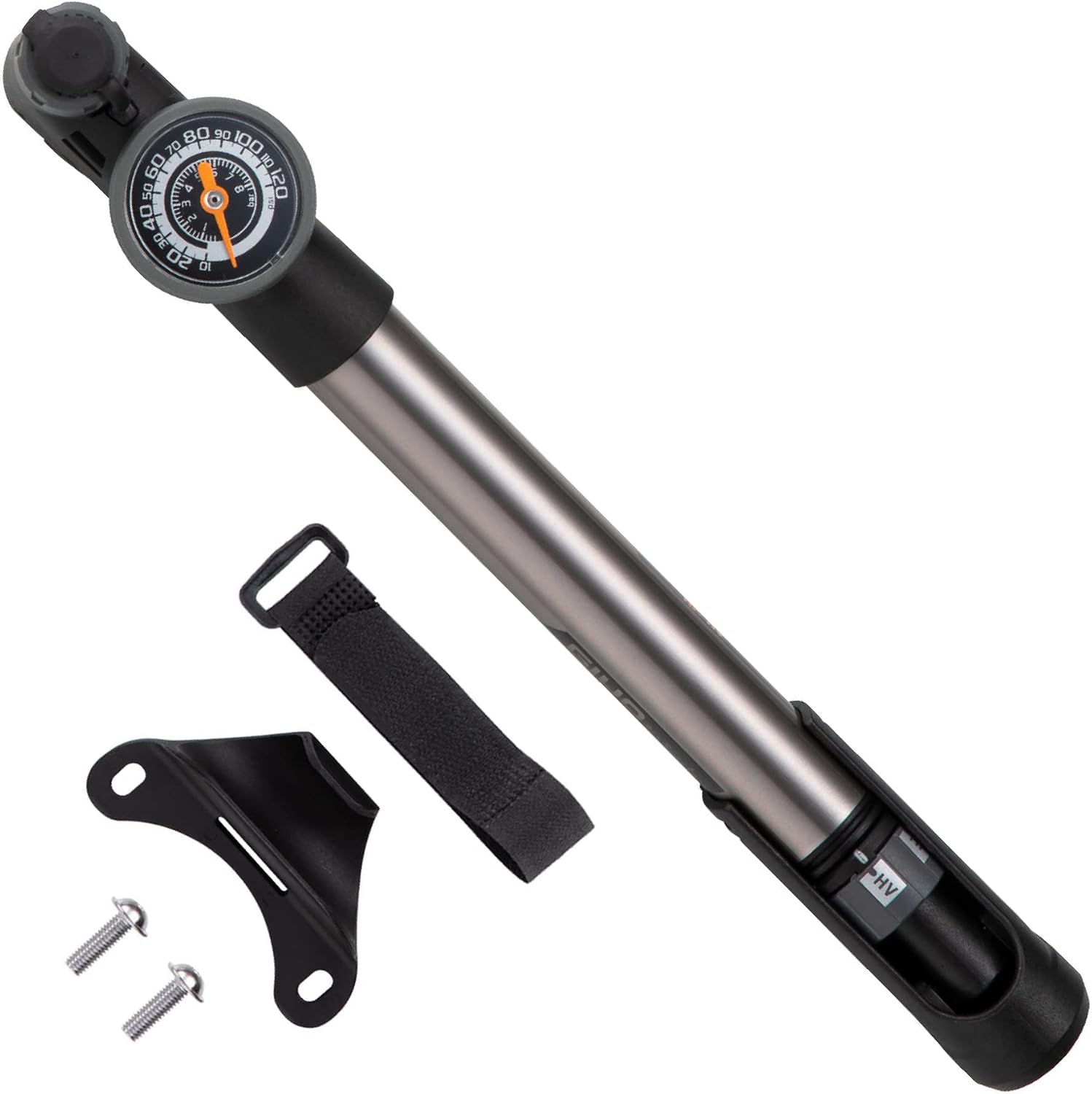 Bike Pump Frame Mount - 2-Stage Mini Bike Pump 120 PSI
