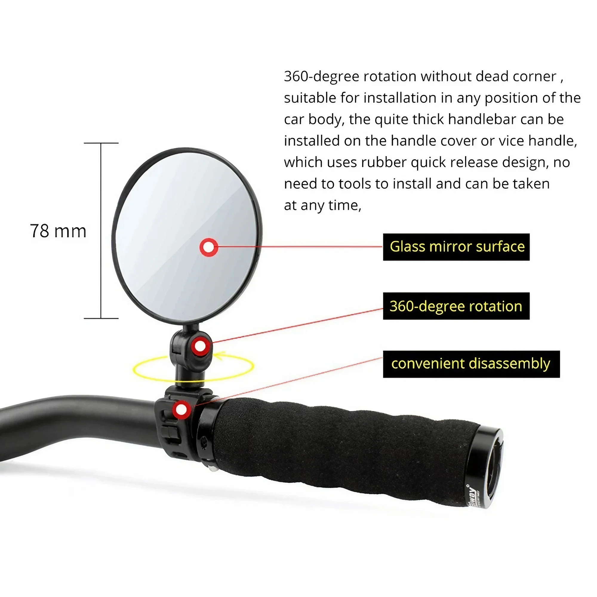 Adjustable Bike Handlebar Rear – Mirror Handlebar Convex Bewertung und Preis
