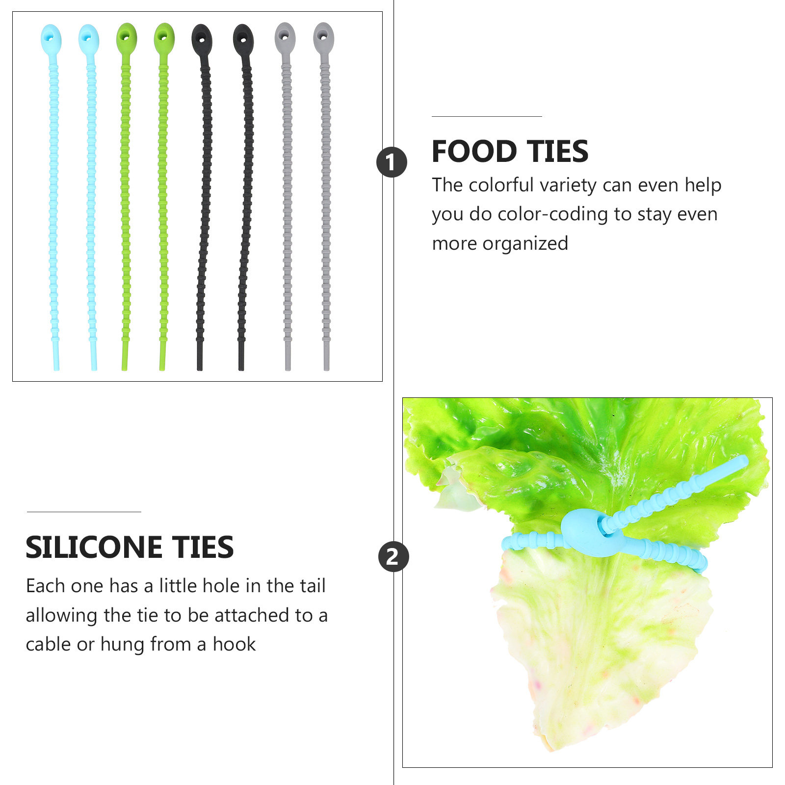 8Pcs Food Grade Silicone Food  – Cable Lock Flexible Bewertung und Preis