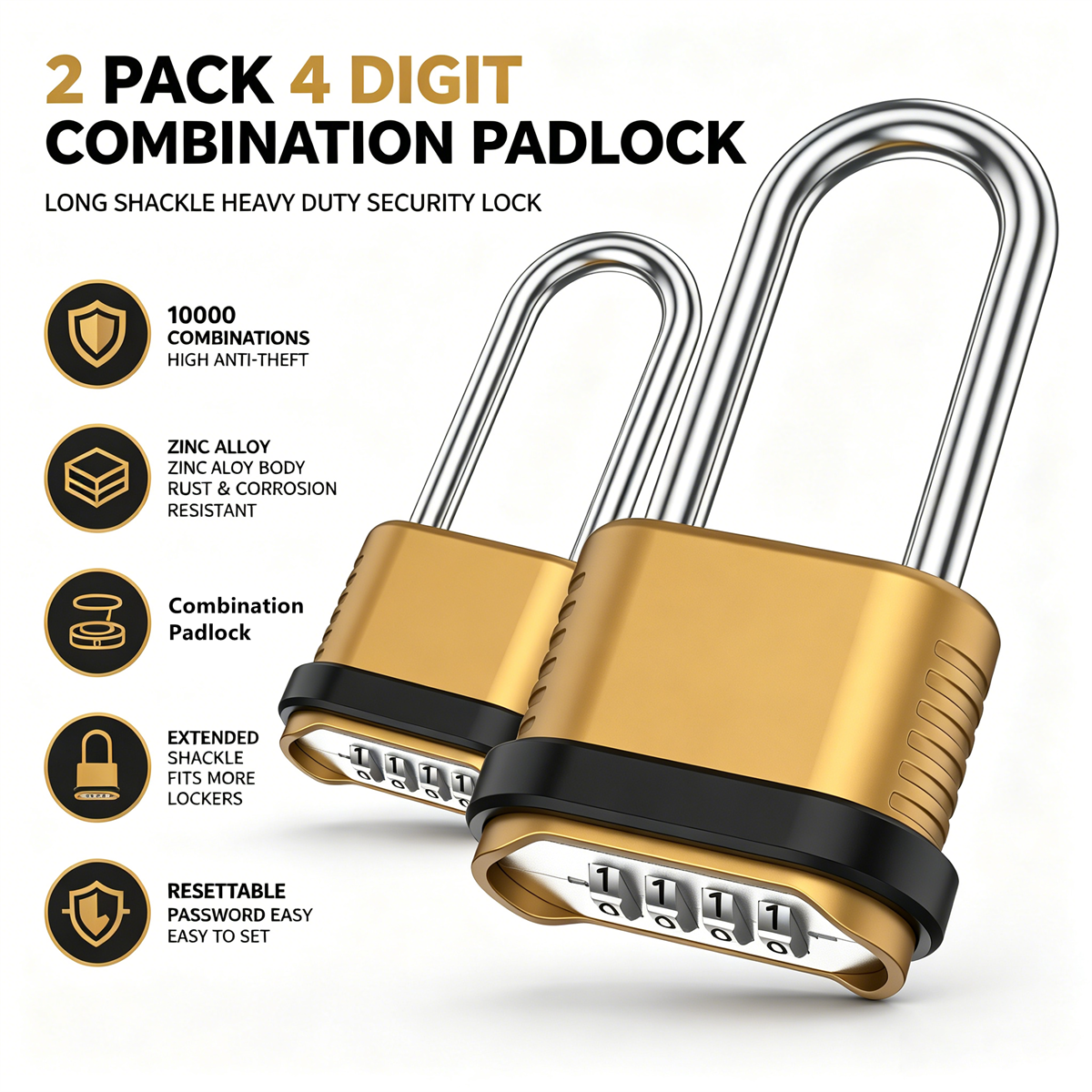 2/8Pcs Combination Lock 4-Digi – U Lock Heavy Duty Bewertung und Preis