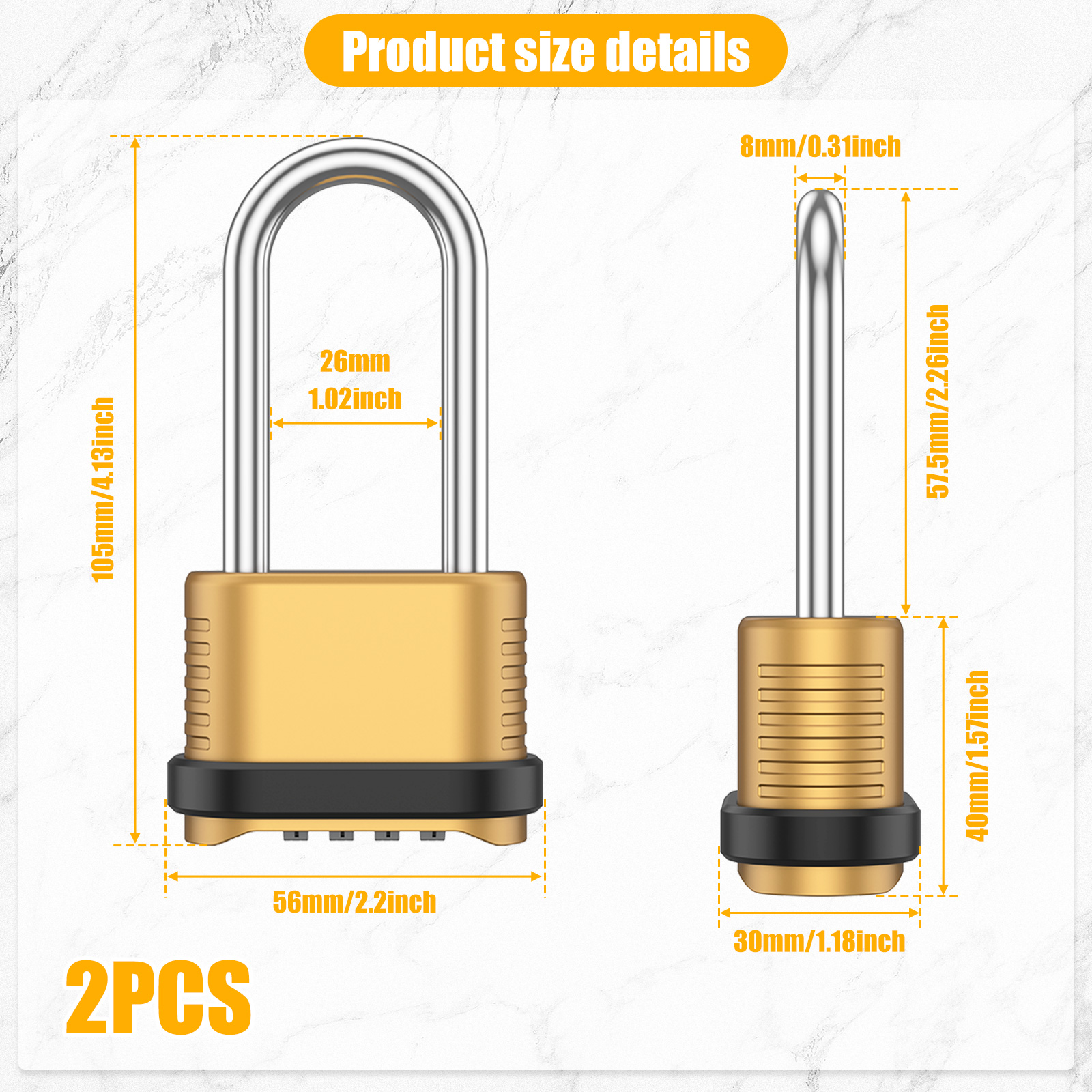 2/8Pcs Combination Lock 4-Digi – U Lock Heavy Duty Bewertung und Preis
