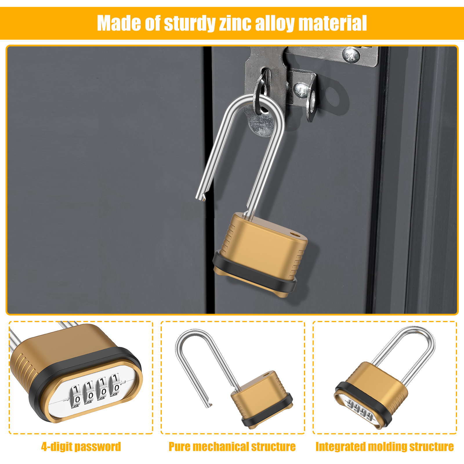 2/8Pcs Combination Lock 4-Digi – U Lock Heavy Duty Bewertung und Preis