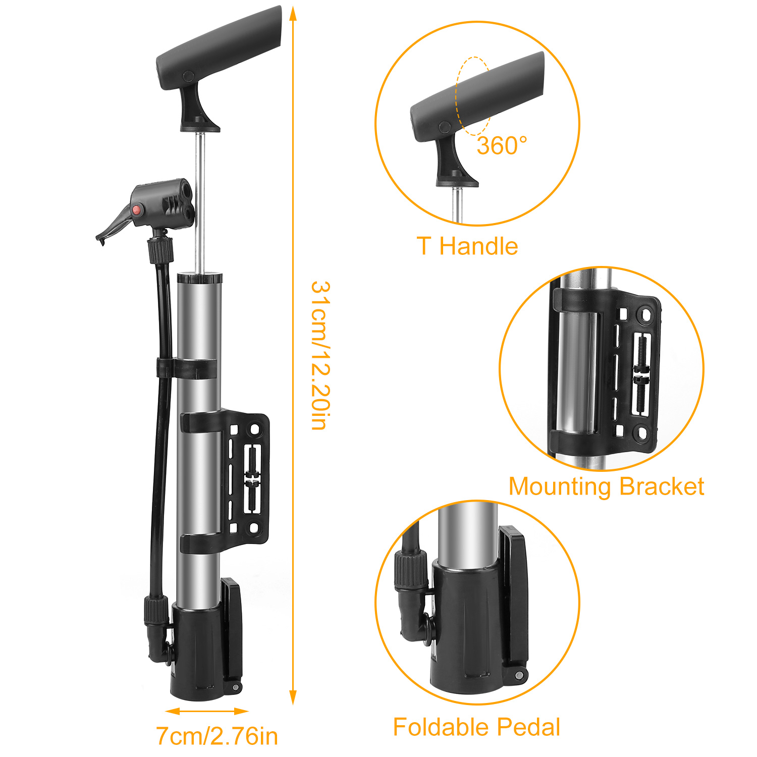 Mini Portable Bike Tire Pump,  – Bike Pump Frame Mount Bewertung und Preis